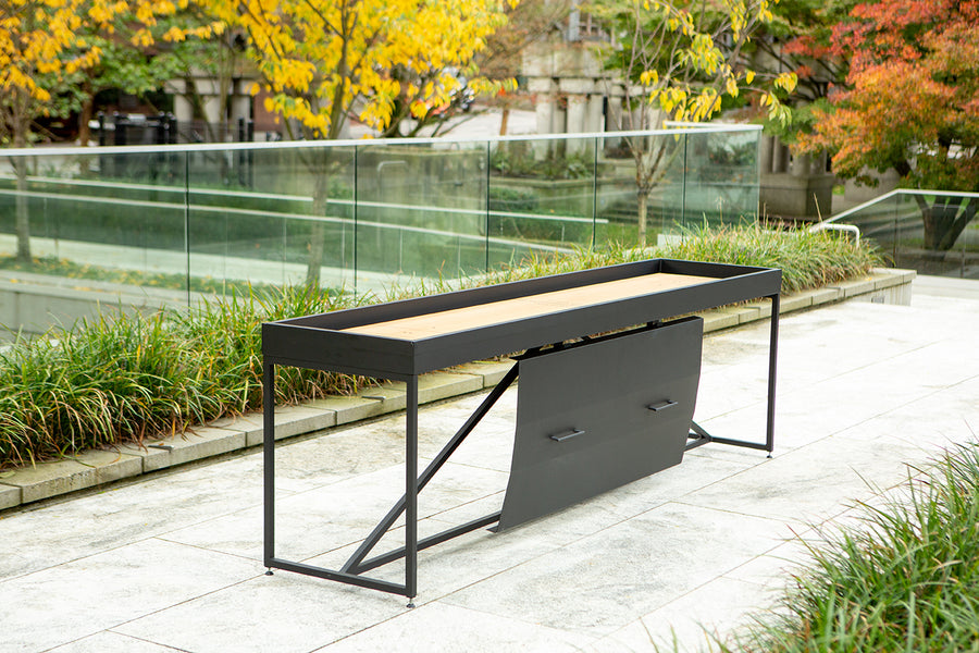 shuffleboard table cover hanging under table