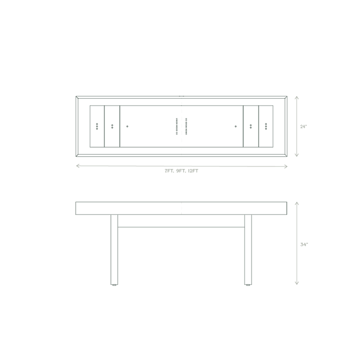 shuffleboard table canada dimensions