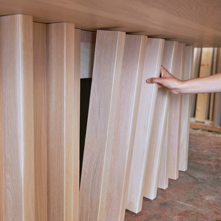 conference table wood slats to conceal power