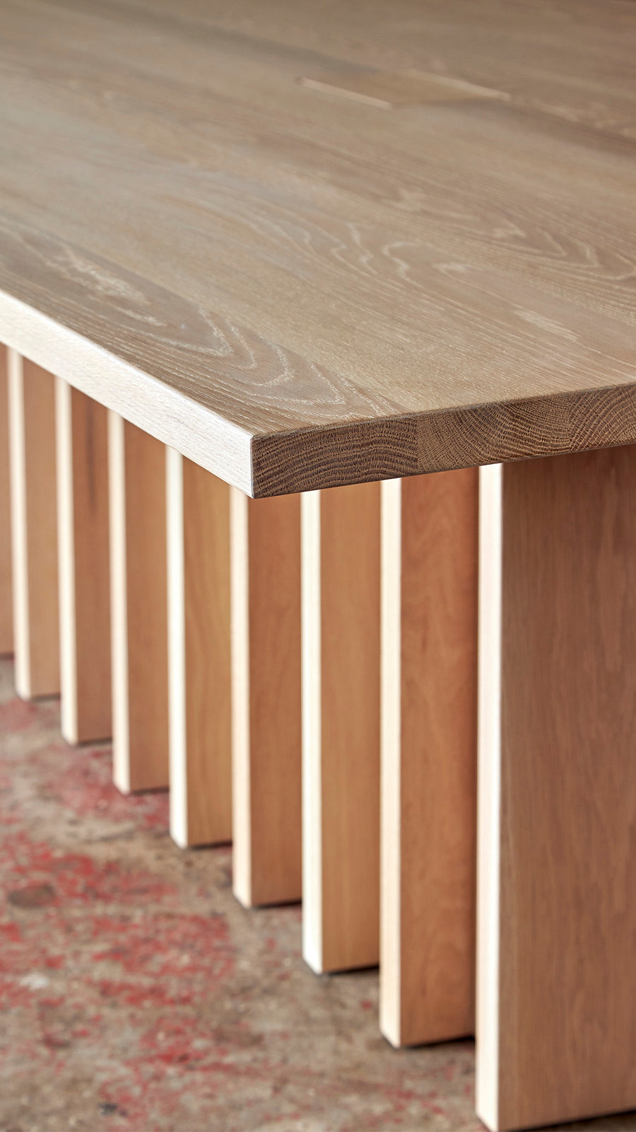 wood conference room table - detail
