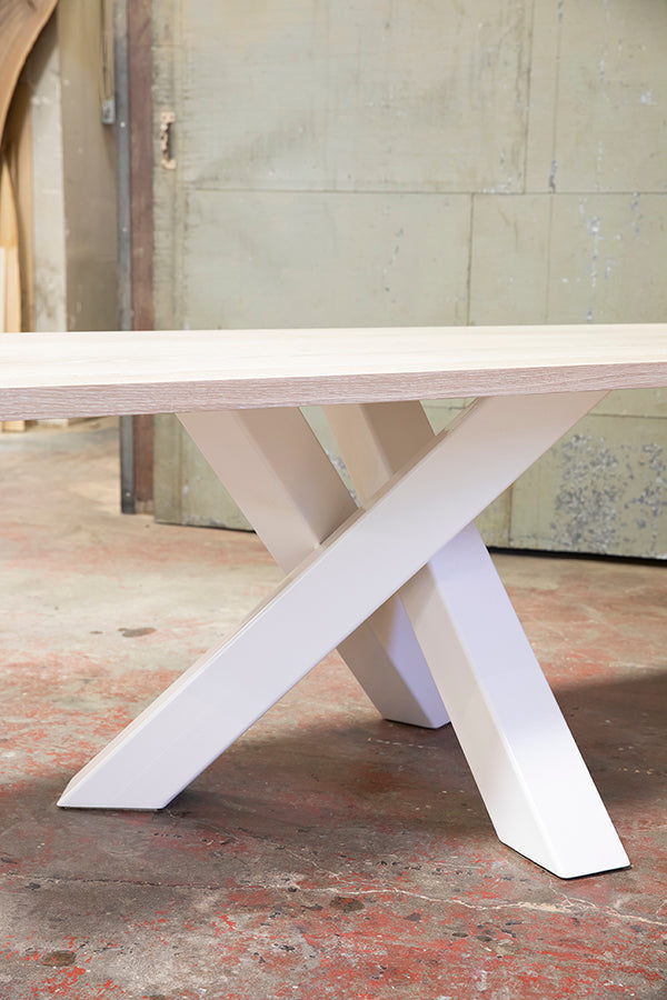 custom conference table in white - base detail