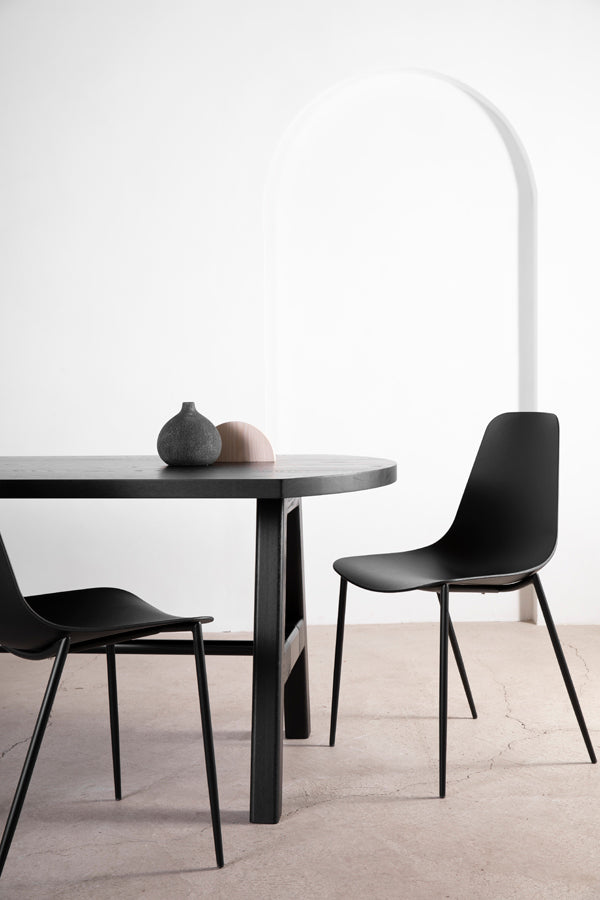 a frame dining table in black wood