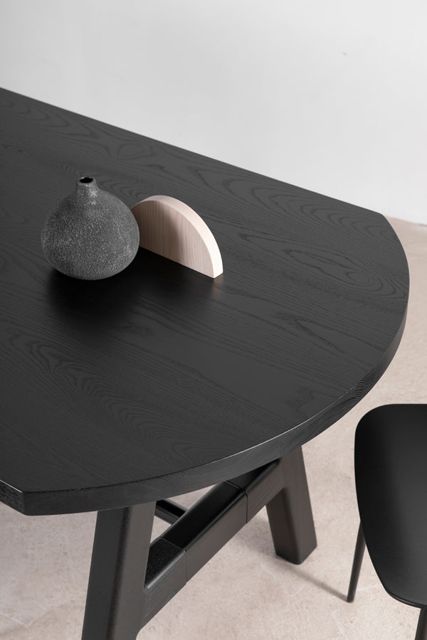 black a-frame dining table