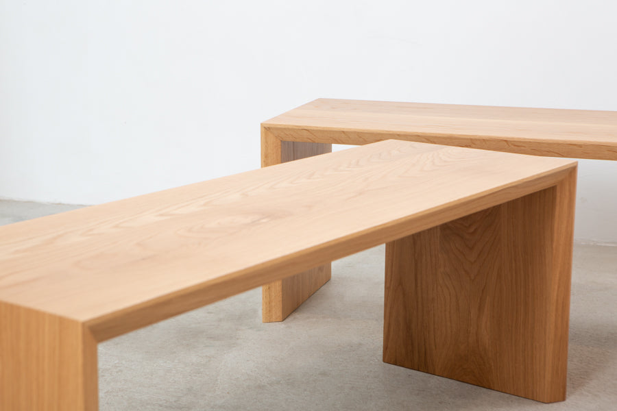 light wood bench