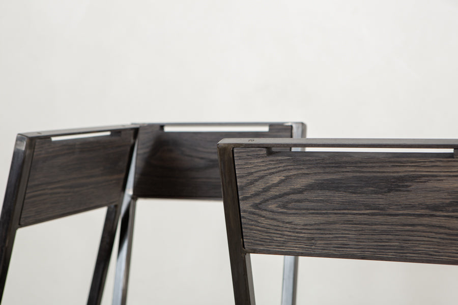 wood and steel chair detail