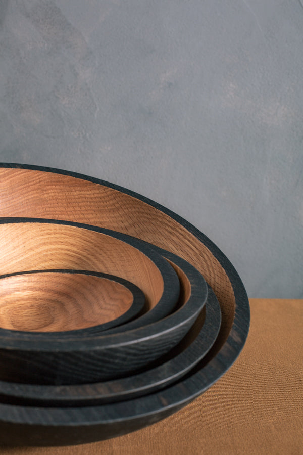 rustic blackened wood bowls