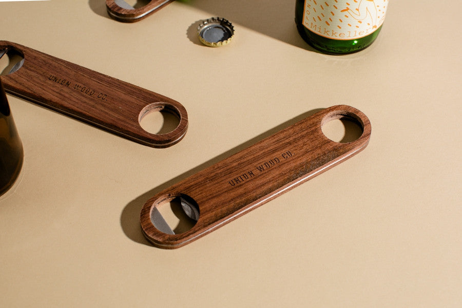 bottle opener in walnut wood