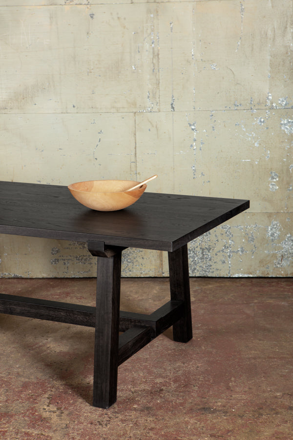 black solid wood dining table