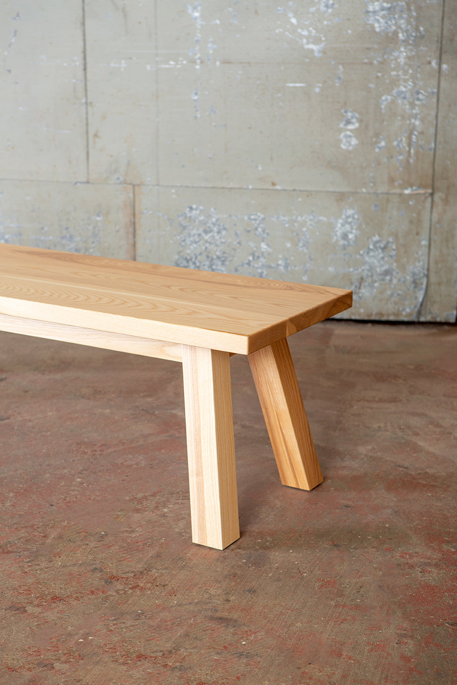 solid wood bench angled legs