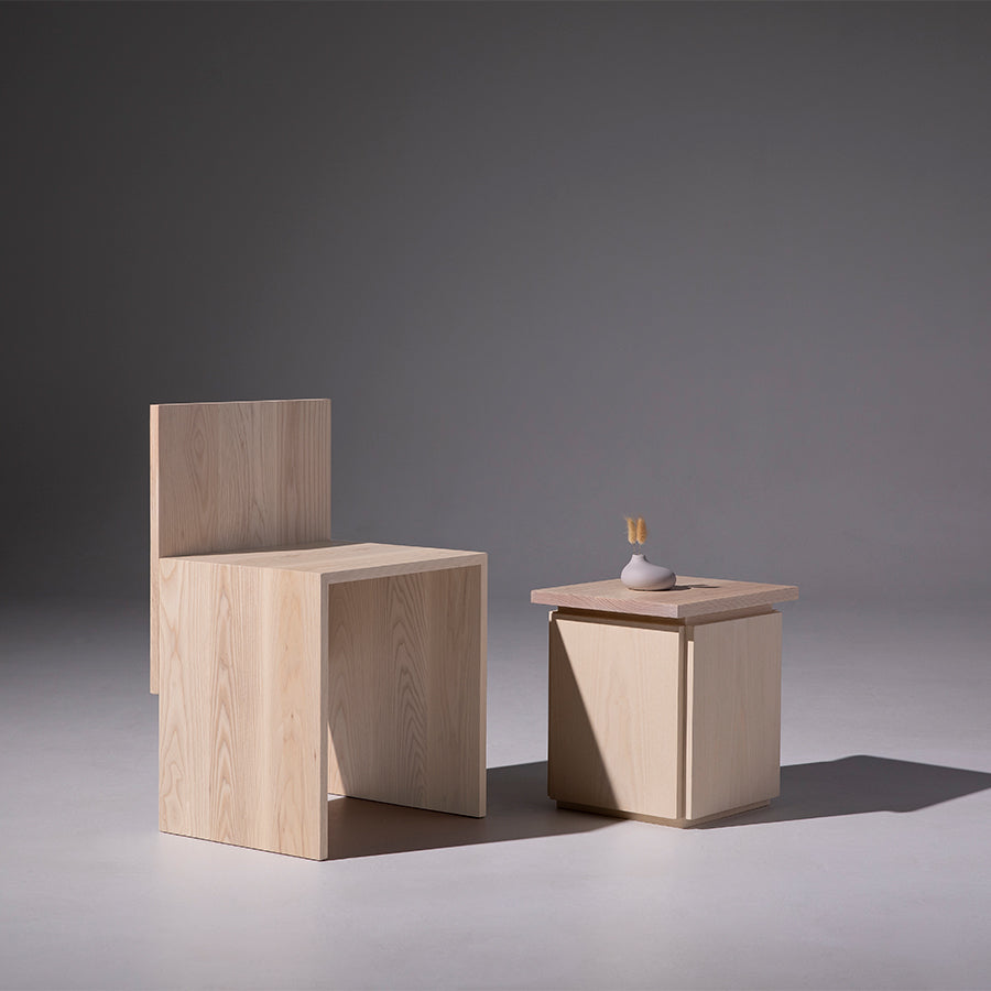 minimalist side table and chair